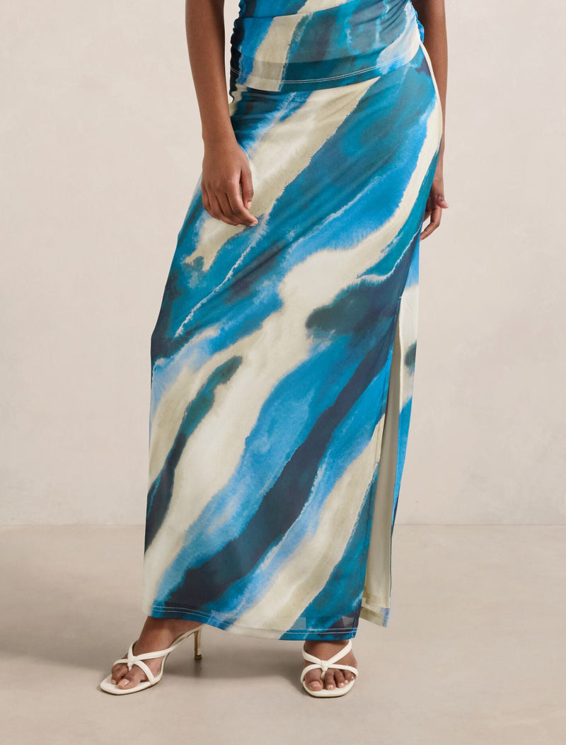 Mia Petite Mesh Maxi Skirt Wave Maren Abstract Co-ord Forever New