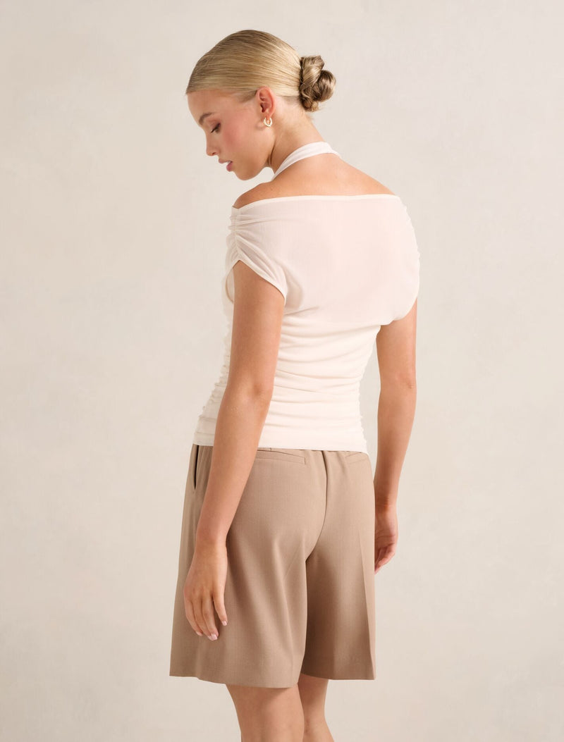 Aria Tipped Mesh Halter Top Forever New