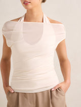 Aria Tipped Mesh Halter Top Forever New
