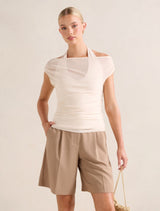 Aria Tipped Mesh Halter Top Chai Forever New