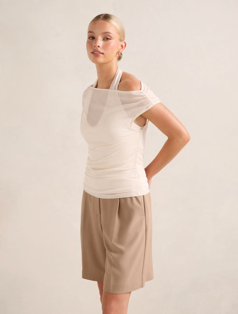 Aria Tipped Mesh Halter Top Forever New