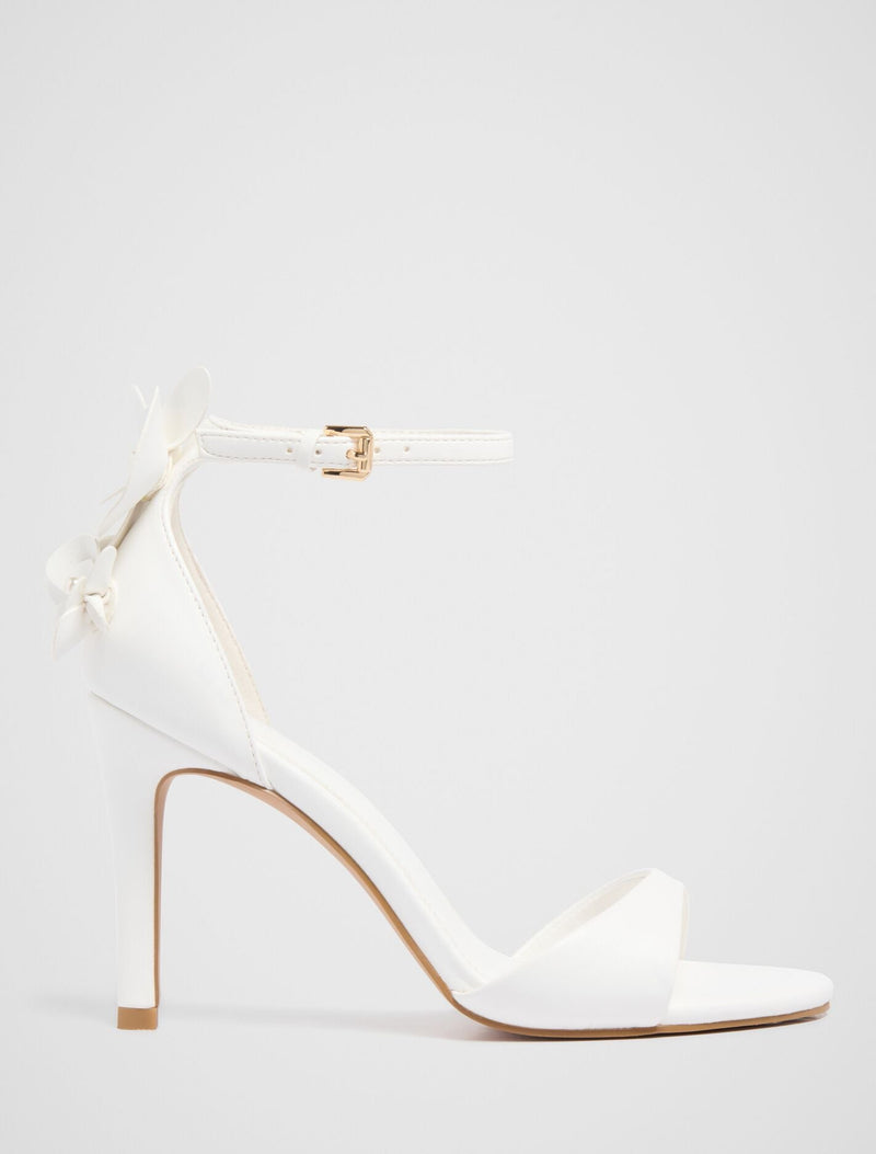 Farrah All Over Flower Trim Heeled Sandal White Forever New