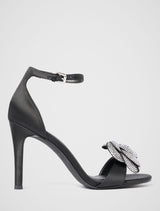 Joanna Jewelled Flower Sandal Heel Black Forever New