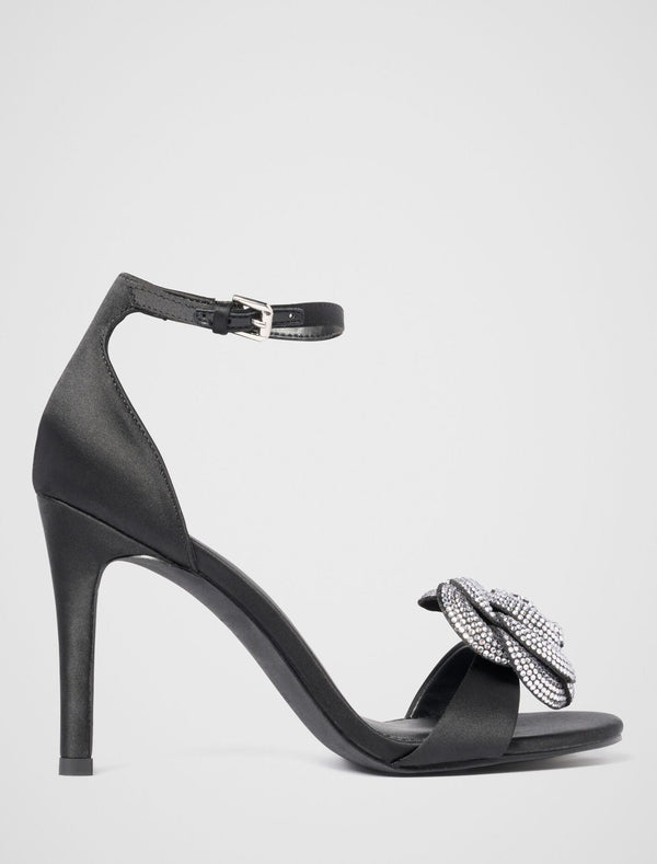 Joanna Jewelled Flower Sandal Heel Black Forever New