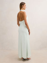 Becca Cowl Halter Satin Dress Forever New