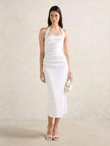 Georgie Halter Ruched Bodycon Dress Porcelain Forever New