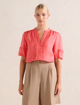 Mariella Pintuck Blouse Sun Kissed Coral Forever New