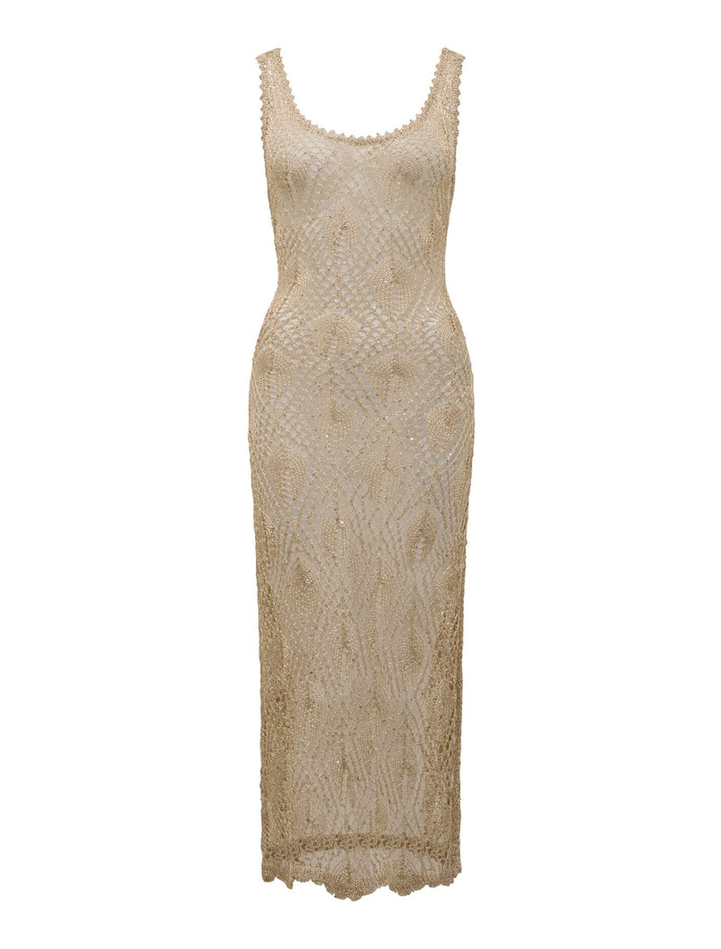 Sienna Sequin Crochet Cover Up Gold Forever New