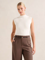 Kallie Extended Shoulder Rib Top Cream Forever New