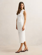 Chloe Extended Shoulder Knit Midi Dress Forever New