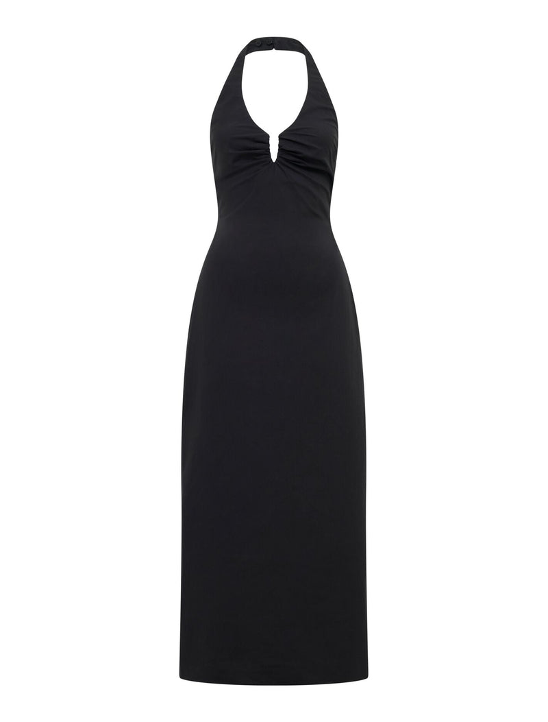 Tia Stretch Cotton Halter Midi Dress Black | Forever New Tia Stretch Cotton Halter Midi Dress Black | Forever New