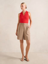 Clover Collared Halter Top Forever New