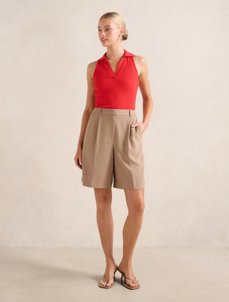 Clover Collared Halter Top Forever New