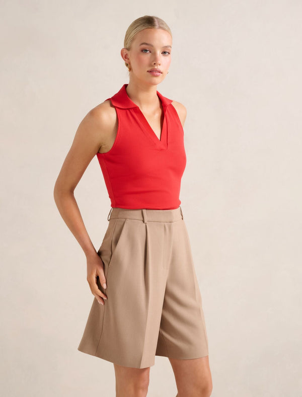 Clover Collared Halter Top Forever New