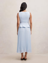 Luella Pleat Mixed Midi Dress Forever New