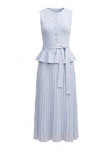 Luella Pleat Mixed Midi Dress Forever New