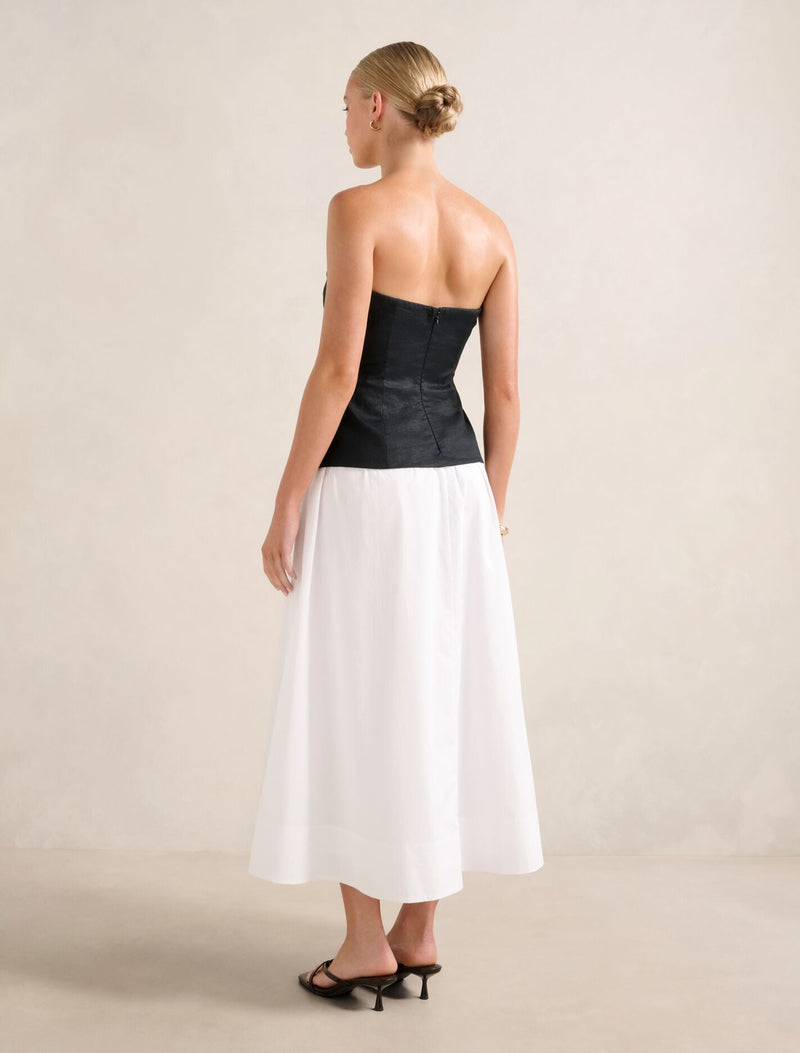 helena strapless midi dress Adorned by floral appliqu, the Helena Strapless Midi is perfect for brides-to-be or milestone occasions. Available in our boutique and online. , #dressboutique #bridetobe #whitedress