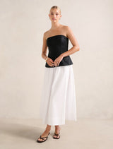 Helena Strapless 2 In 1 Midi Dress Black White Forever New