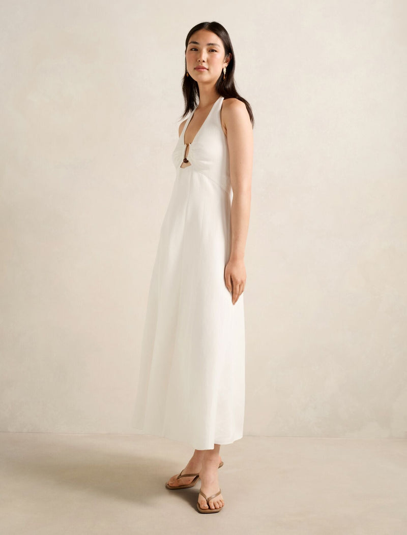Angie Hardware Halter Linen Midi Dress Forever New