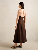 Angie Hardware Halter Linen Midi Dress Forever New
