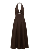 Angie Hardware Halter Linen Midi Dress Forever New