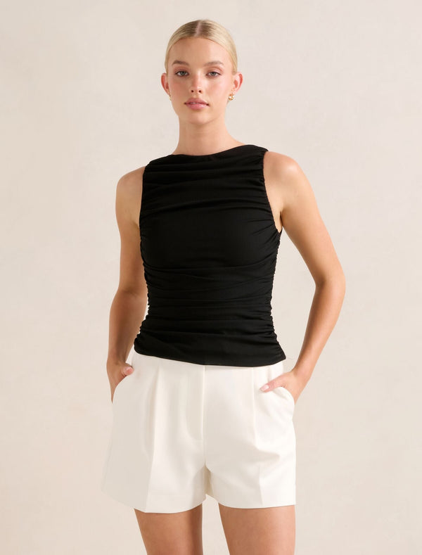Pippa Ruched Boat Neck Top