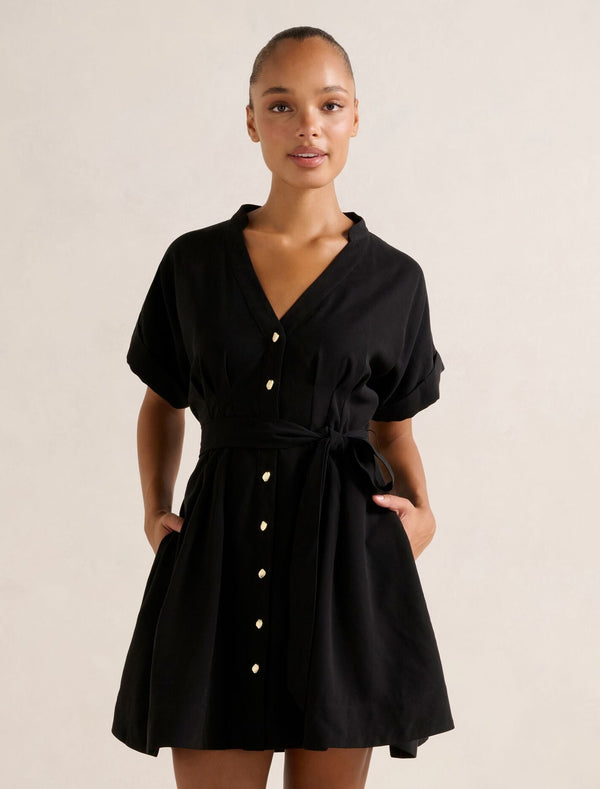 Brydie Belted Mini Dress Black Forever New