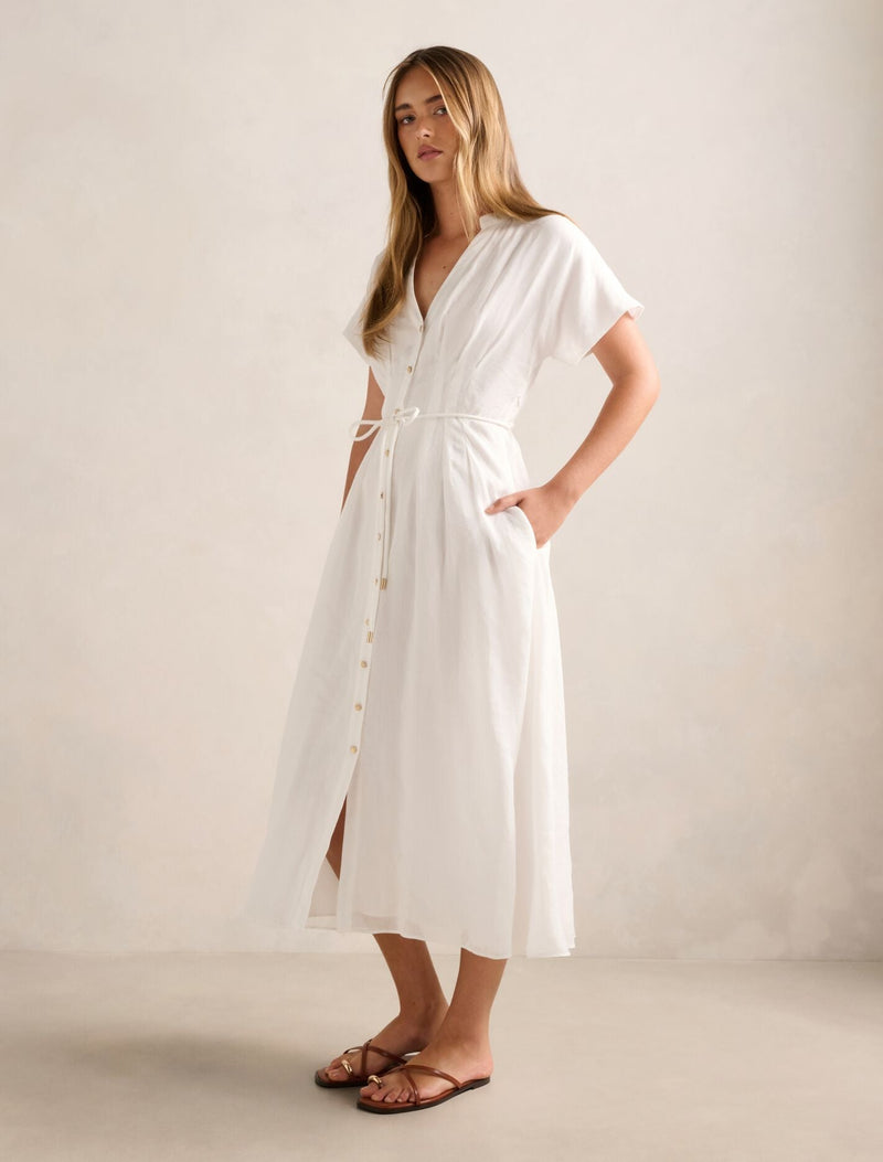 Jemma Shirt Midi Dress Porcelain
