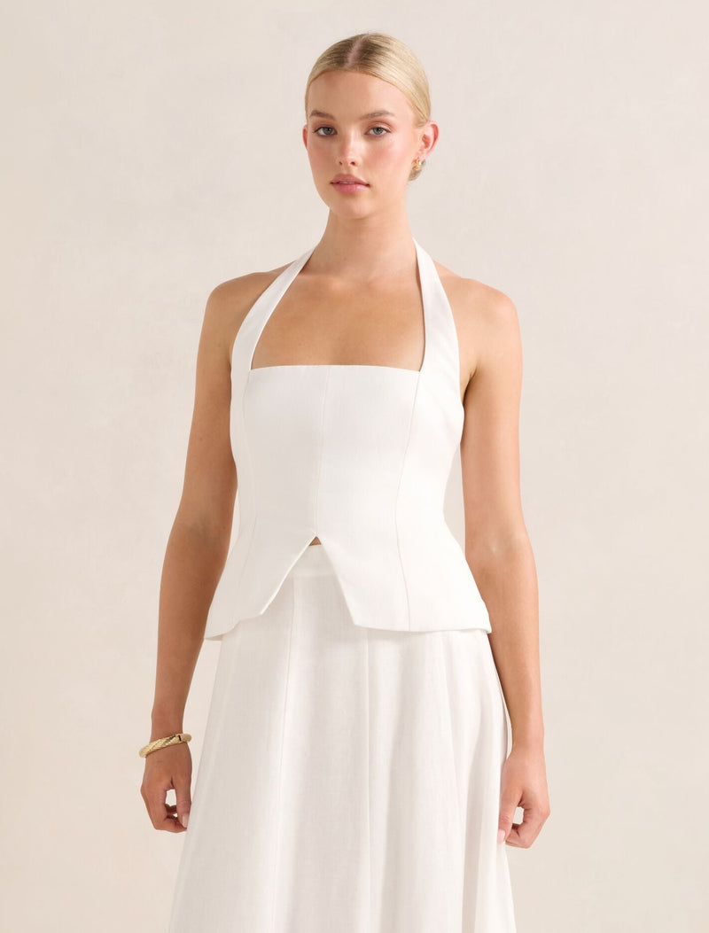 Braylee Halter Top Porcelain Forever New