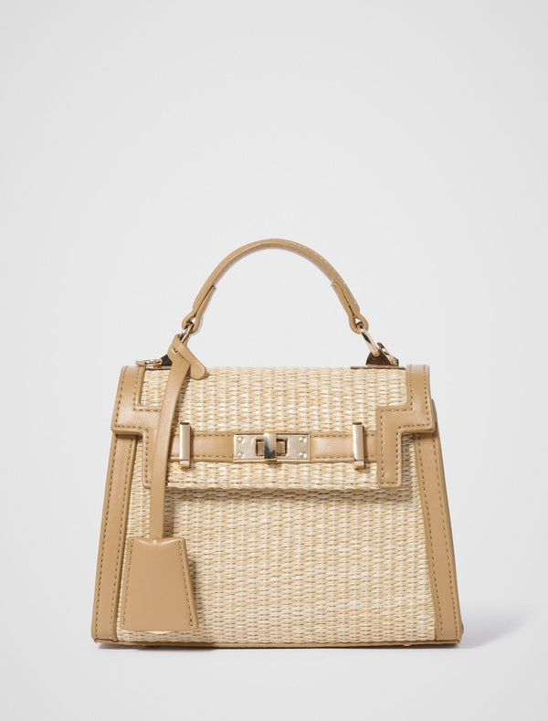 Talia Woven Top Handle Bag 0 Camel Natural Forever New