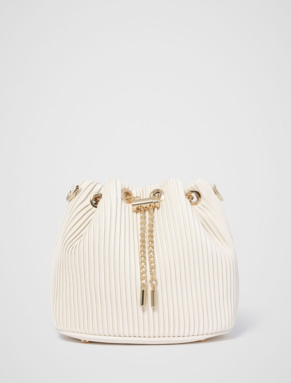 Dahlia Drawstring Pleat Bucket Bag 0 Ivory Forever New