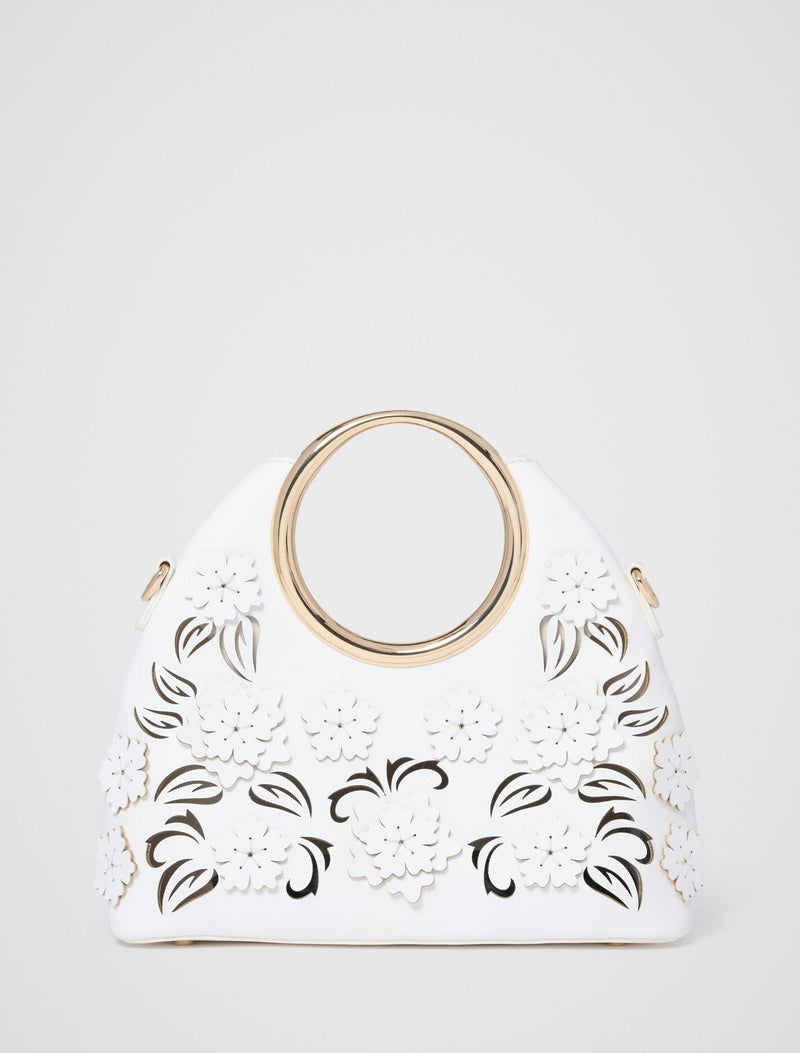 Mavin Cutout Floral Metal Handle Clutch 0 White Forever New