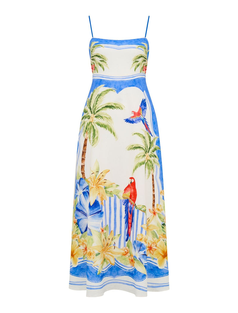 Bianca Printed Linen Midi Dress Forever New