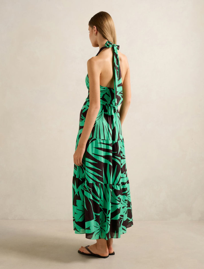 Gabrielle Shirred Halter Midi Dress Forever New