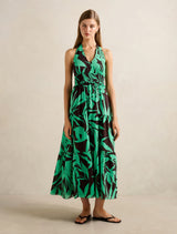 Gabrielle Shirred Halter Midi Dress Mint Corella Forever New