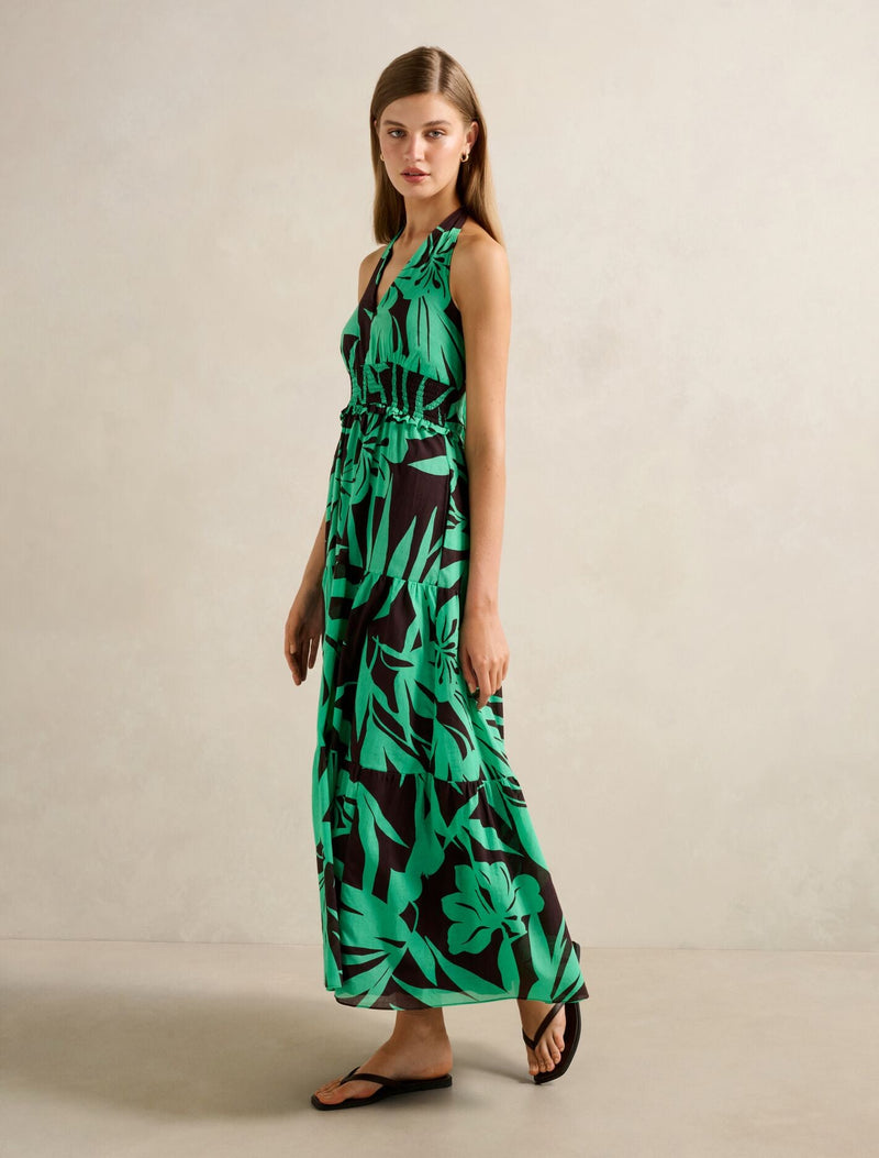 Gabrielle Shirred Halter Midi Dress Forever New