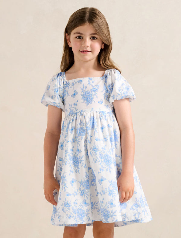 Ria Girls Puff Sleeve Print Dress