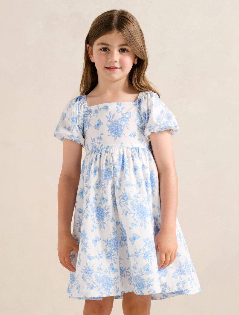 Ria Girls Puff Sleeve Print Dress