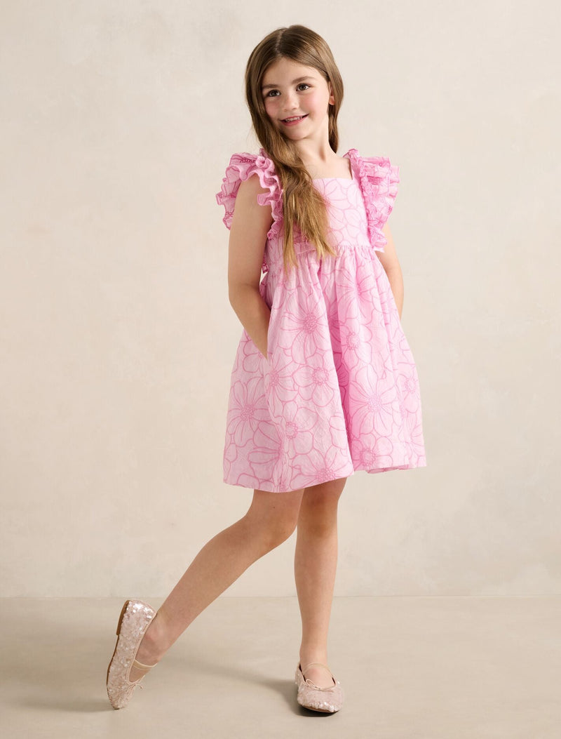 Selena Girls Babydoll Emb Dress Forever New