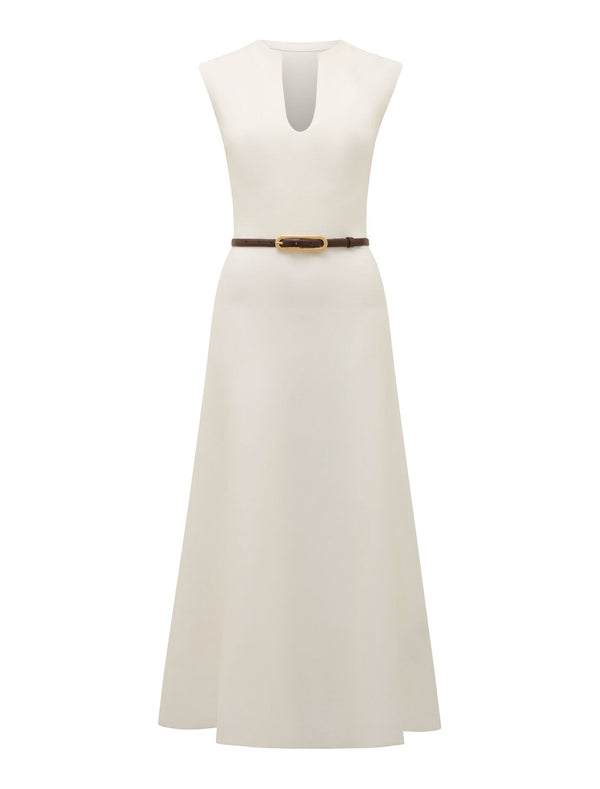 Celia Extended Shoulder Knit Midi Dress Cream Forever New