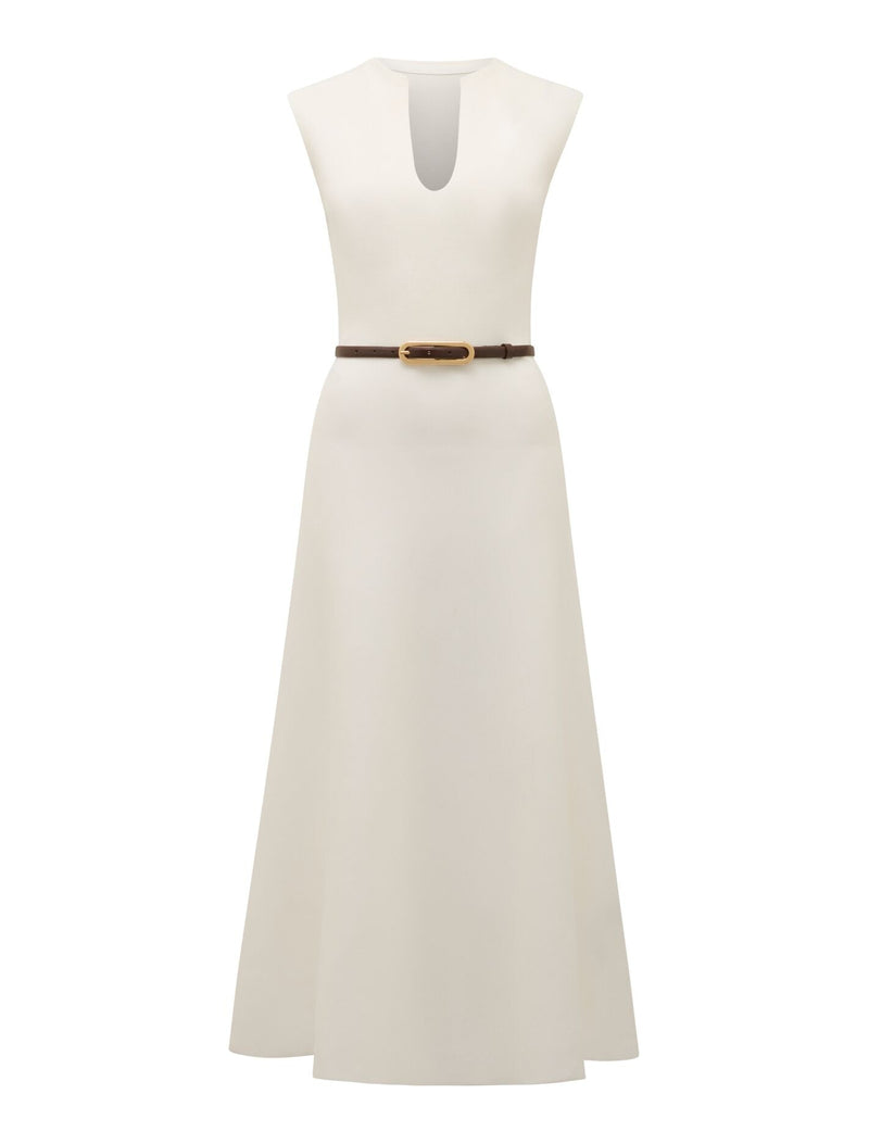 Celia Extended Shoulder Knit Midi Dress Cream Forever New