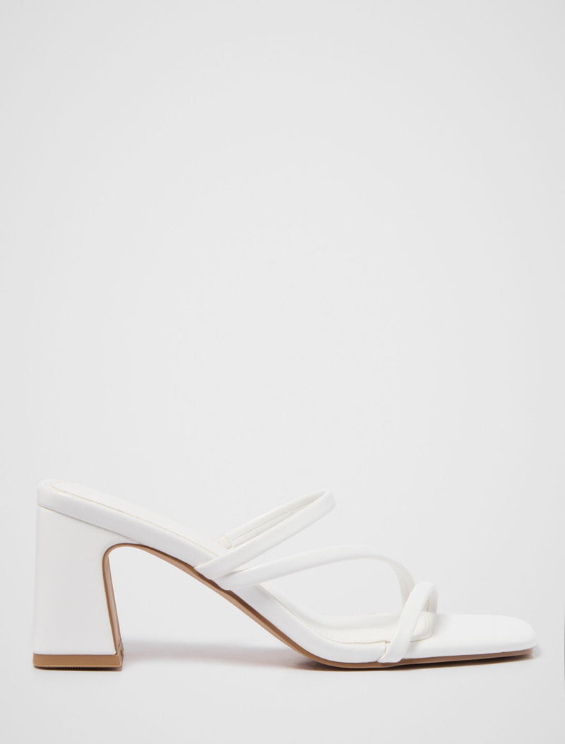 Simone Strappy Mule Block Heel White Forever New