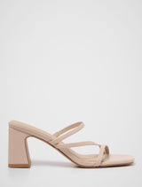 Simone Strappy Mule Block Heel Nude Forever New
