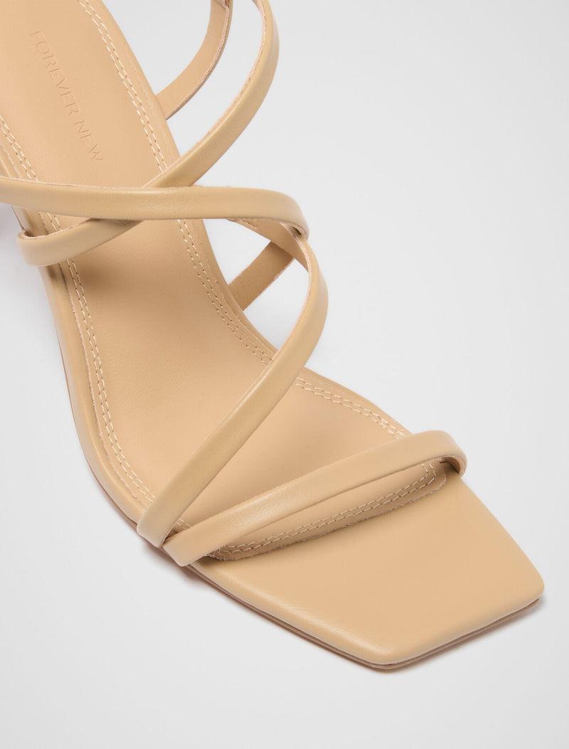 Alina Asymmetrical Strappy Heeled Sandal Forever New