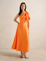 Mattea One Shoulder Midi Dress Flame Orange Forever New