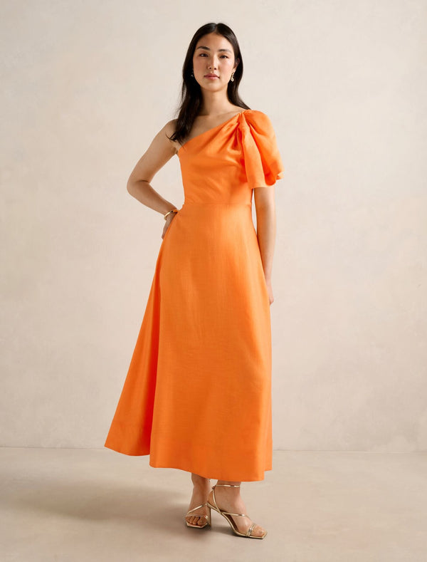 Mattea One Shoulder Midi Dress Flame Orange Forever New