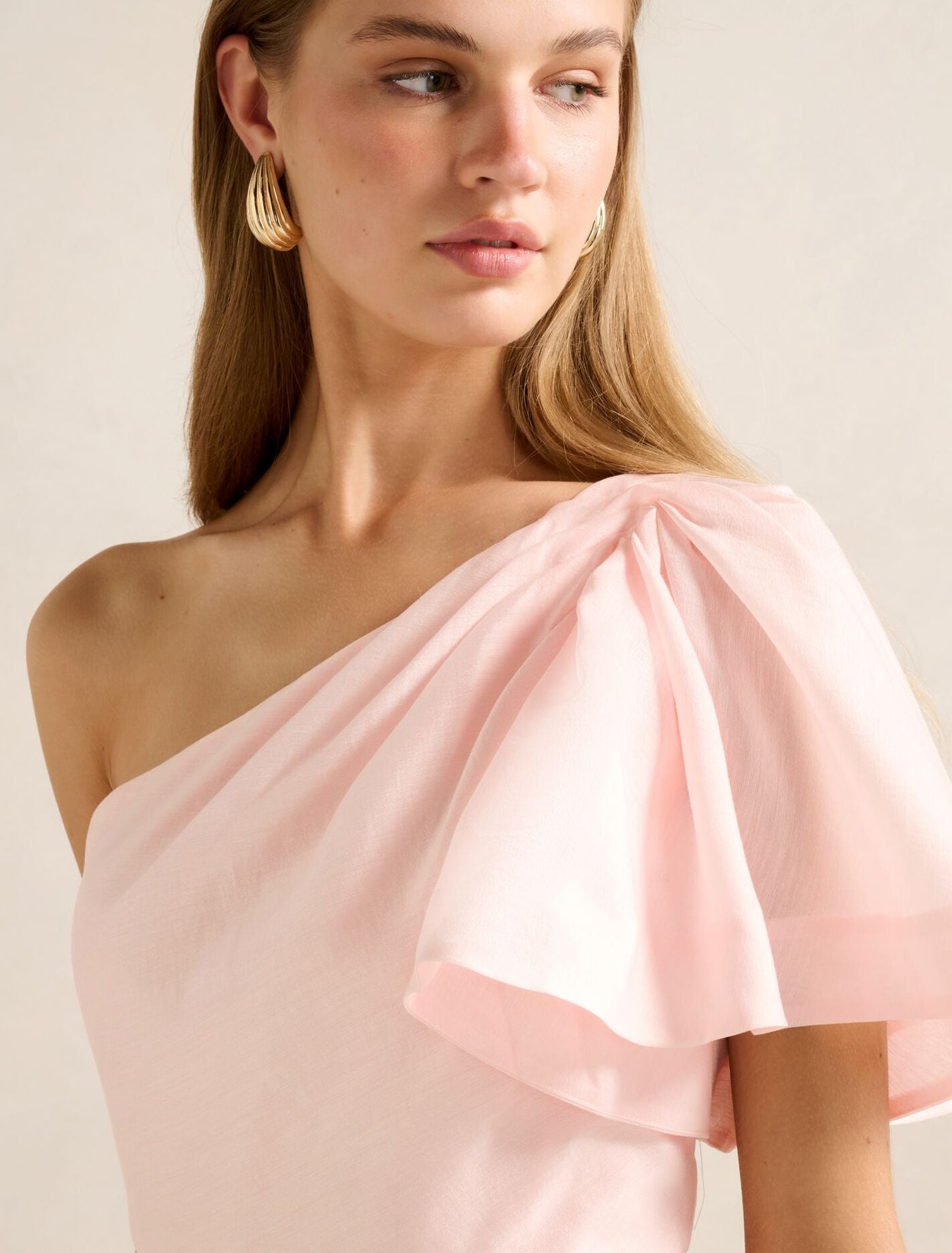 Mattea One Shoulder Midi Dress Soft Pink