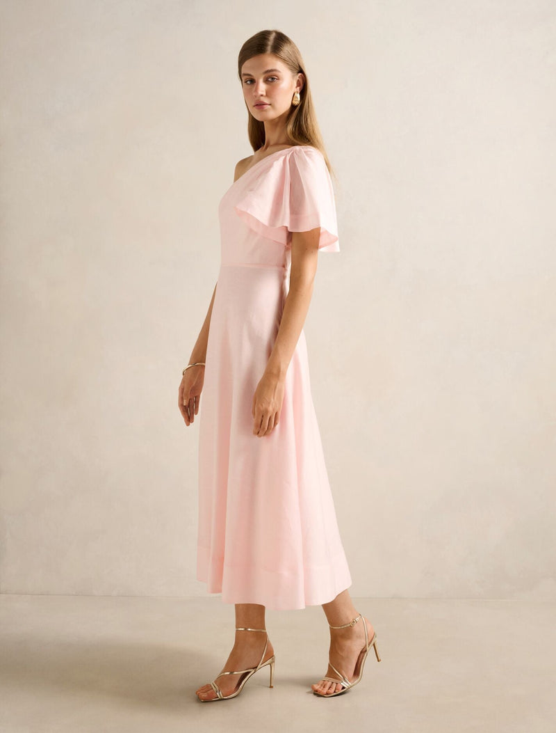 Mattea One Shoulder Midi Dress Soft Pink | Forever New Mattea One Shoulder Midi Dress Soft Pink | Forever New