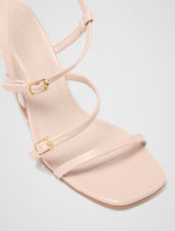 Brenda Buckle Detail Asymmetrical Sandal Heel Forever New