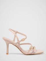 Brenda Buckle Detail Asymmetrical Sandal Heel Nude Forever New